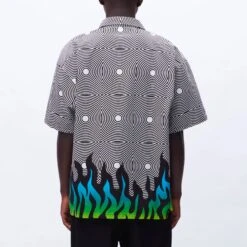 Neighborhood X DSC Mens Flame Pattern Shirt -Air Jordan Shop 231TSDSN SHM01 BLK 3