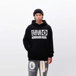 Neighborhood X Public Enemy Mens Hoodie -Air Jordan Shop 232UWNH CSM01 BLK 2