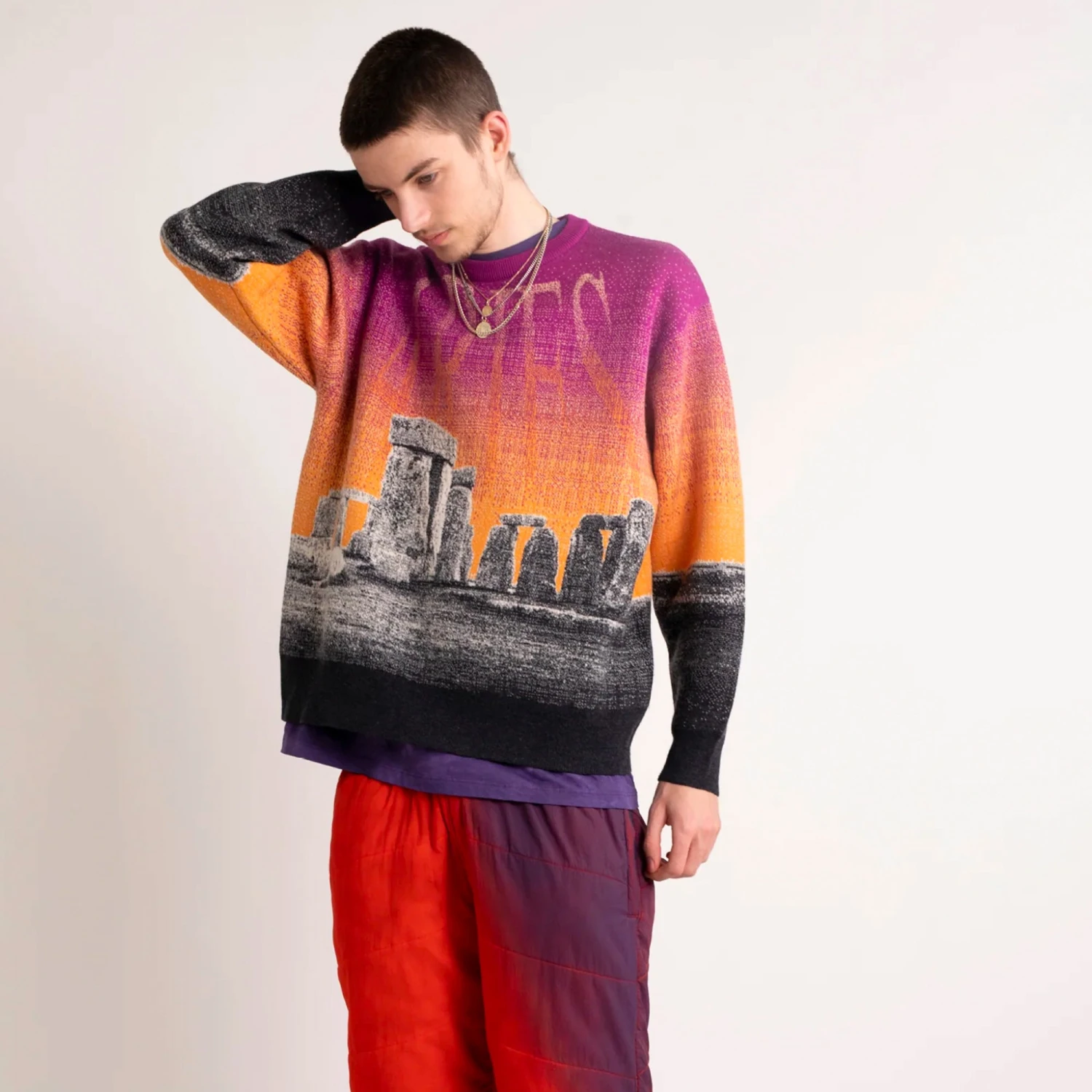 Aries Mens Henge Knit Crewneck Jumper 4 Aries Mens Henge Knit Crewneck Jumper - Image 2