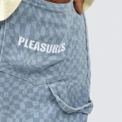 Pleasures Mens Washy Double Knee Work Pants -Air Jordan Shop P23F008 BLUE 4