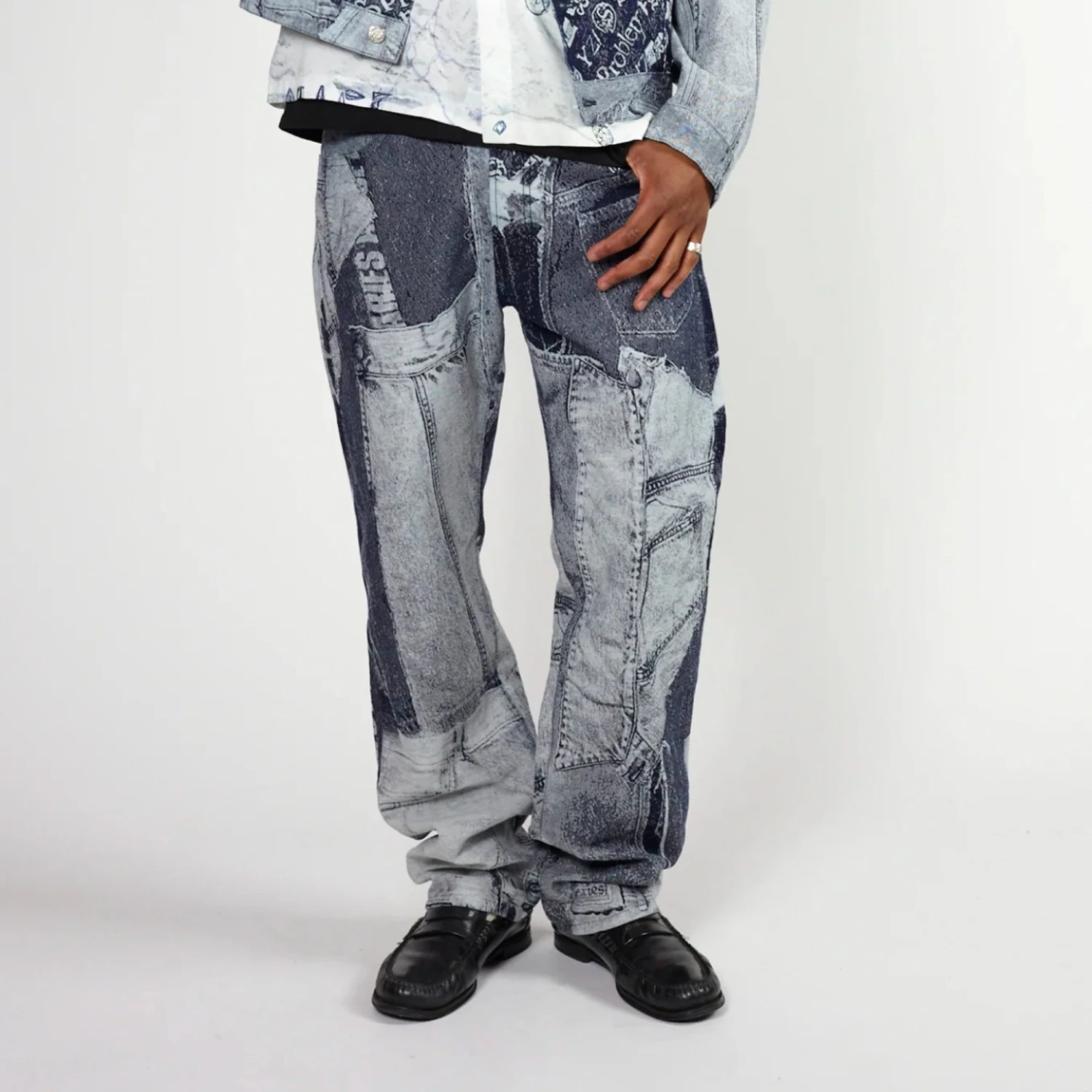 Aries Mens Jacquard Patchwork Lilly Jeans 4 Aries Mens Jacquard Patchwork Lilly Jeans - Image 2