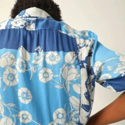 Corridor Mens Portofino SS Camp Shirt -Air Jordan Shop SS0111 BLU 3